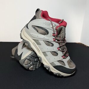 Merrell Moab 3 Mid Boys Size 3.5 Gray & Red Athletic Hiking Boots Shoes